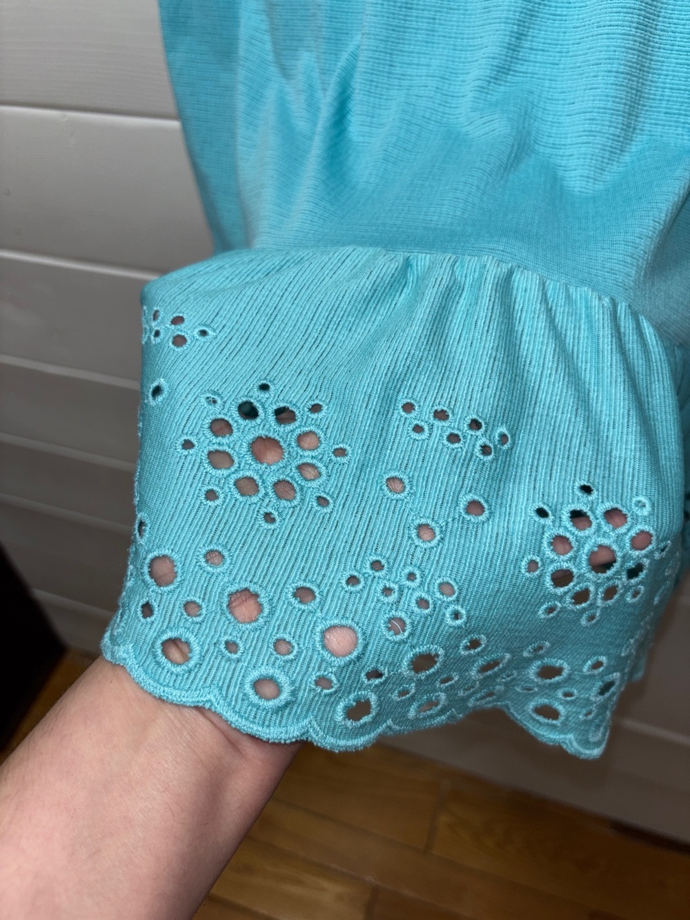 Grenier Textured Peplum Top – Turquoise – XL - Picture 6 of 9